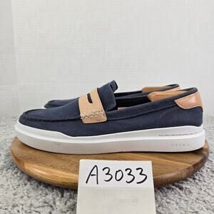 Cole Haan GrandPro Rally Blue Canvas Blue Casual Penny Loafer Sneaker Mens 10.5